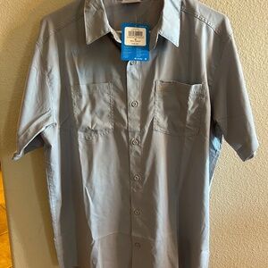 Columbia Men's Red Eagle Lake Omni-Shade Short Sleeve Shirt Gray M
